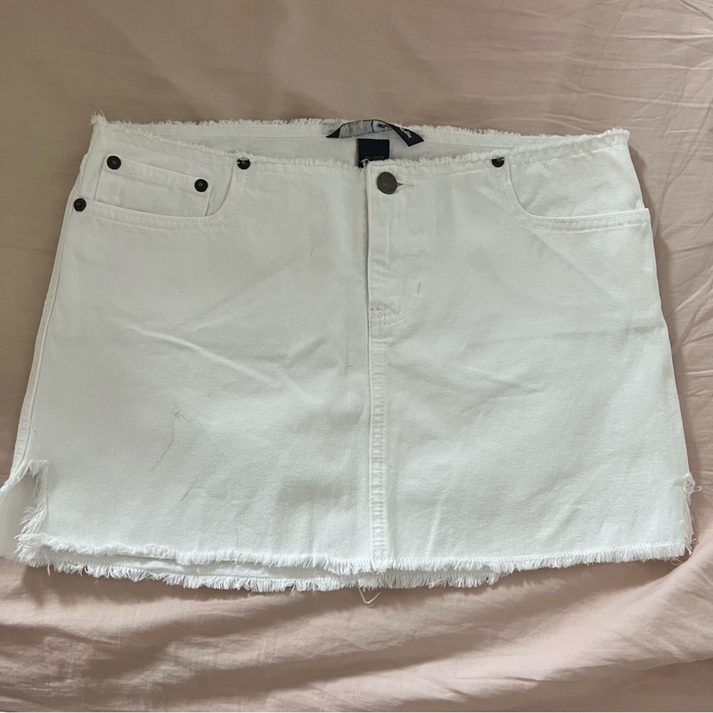 Abercrombie White Denim Mini Skirt